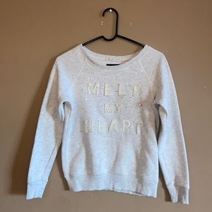 American Eagle Crewneck Women small light gray heather cotton polyester pullover